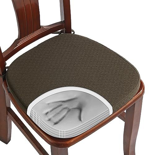 BUYUE Luxus Memory Foam Stuhl Kissen 1 Pack, Jacquard 40cm U-Form komfortable Esszimmerstuhl Pad, abnehmbare rutschfeste Küche Stuhl Sitzkissen, (1 Stück, braun)