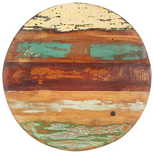 homiuse Tischplatte Rund 50 cm 25-27 mm Altholz Massiv Mehrfarbig Holzplatte Massiv Holzplatte Rund Tischplatte Ersatzteil für Esstisch Couchtisch Garten Tische Praktisch & Schön Industriestil