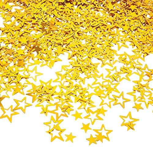 Prasacco 45g Stern Konfetti, Goldfarbene Kunststoff Hohle Stern Konfetti Glitzer Sterne Pailletten Konfetti für Hochzeit Festival Party Dekoration DIY Handwerk Werkzeuge Fenster Dekoration Einladungen