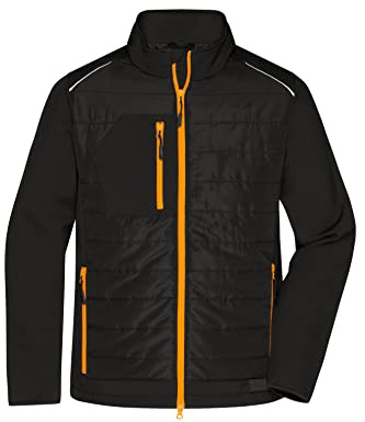 James & Nicholson Herren Softshell Hybridjacke - Softshelljacke im Materialmix mit gesteppten Einsätzen und Stehkragen