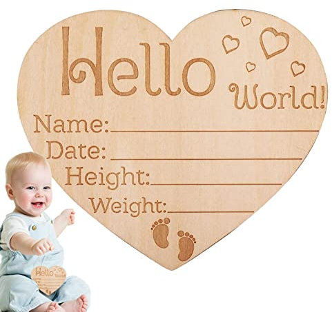 Geburtsankündigungsschild | Baby Geburtsschild für Baby Hand und Fußabdrücke - Hello World Namensschild für Krankenhaus, Willkommen Baby Schild für Neugeborene Geschenke