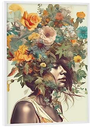 artboxONE Poster mit weißem Rahmen 18x13 cm Floral Sommer Frauen Blumenkopf - Bild Argo pop Art