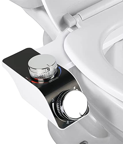 kyaoayo Bidet Aufsatz, Ultra-Slim Bidet Non-Electric Dual Nozzle, Front- und Heckreinigung, Einstellbarer Druckschalter für heißes und Kaltes Wasser, WC-Aufsatz,Po-Dusche