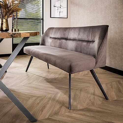 Maison ESTO Bank Sitzbank ARVIC 188 cm Samt anthrazit Esstischbank Küchenbank Polsterbank