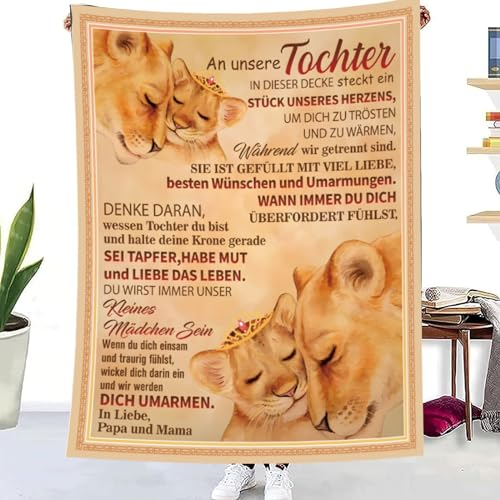 TDDKFB Personalisierte Kuscheldecke an Meine Tochter von Eltern,Mama und Papa für Tochter Luftpost Positiv Ermutigen Decke zur Liebe Geeignet,Super Flauschige Weiche Decke Anzug, Sofa