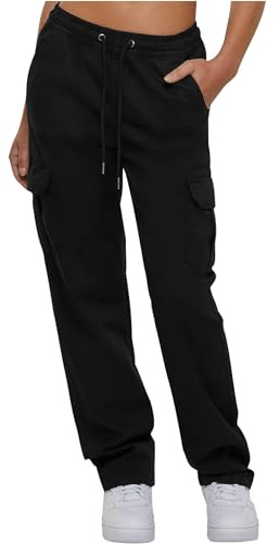 Urban Classics Damen Hose Ladies High Waist Twill Cargo Pants Black 3XL
