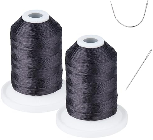 Simthread - Filo da esterno resistente ai raggi UV, per cucire a mano o a macchina, 100% poliestere, Tex 69 (12 wt), 237 m x 2 bobine, colore: nero