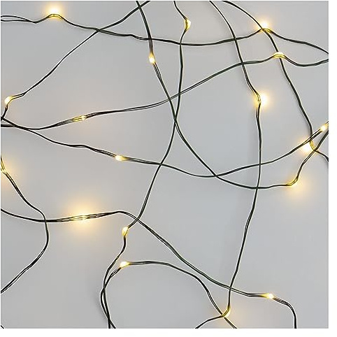 EMOS Nano-Lichterkette warmweiß für Innen und Außen (IP44), 4m lange LED-Weihnachtslichterkette NANO für Partys, Weihnachten, 6 Stunden Timer Funktion, Netzteil und Transformator, grünes Kabel