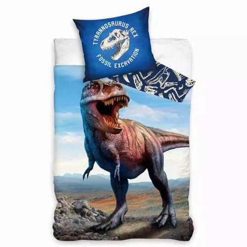 Carbotex Tyrannosaurus Rex T-Rex Dinosaurier Dino NL204001-4 Wendebettwäsche 135x200cm + 80x80cm