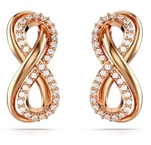 Swarovski Hyperbola Ohrstecker, Weiße und Rosé Vergoldete Ohrringe mit Unendlichkeitsmotiv und Strahlenden Swarovski Kristallen