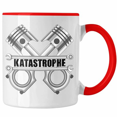 Trendation - KFZ Mechaniker Meister Tasse Katastrophe Kolben KFZ Schrauber (Rot)