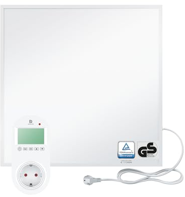 BR Bringer Infrarotheizung 300 Watt - mit Steck-Thermostat - Infrarot Elektroheizung Energiesparend - 5 Jahre Garantie, TÜV GS - Deutsche Qualitätsmarke (weiß)