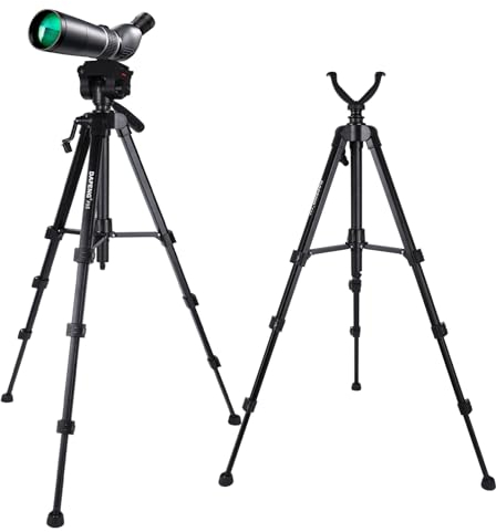 DAPENG Spotting Scope Tripod,Shooting Hunting Rest V Yoke Stand with Travel Bag and Phone Holder,Compatible with Monocular/Astronomical Telescope/DSLR Camera/Cell Phone/Projector (61 inch)