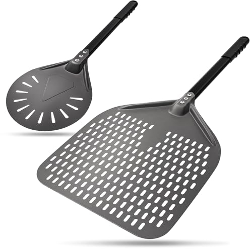 G.a HOMEFAVOR 12 pouces Pelle à Pizza 8 Pouces Pelle à pizza Perforée en Aluminium Anodisé Dur, Pizza Paddle pour Cuisson au Four à Pizza