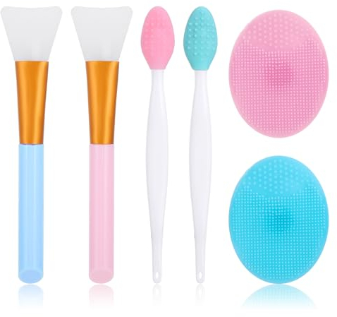 WLLHYF Set di 6 spazzole per la pulizia del viso in silicone, per esfoliare le labbra, esfoliare il naso, rimuovere i punti neri, applicatore per donne e ragazze