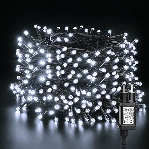 PhilzOps Cadena de Luces Navidad, 50m 500 LED Guirnalda Luces de Navideñas Interior con Enchufe 8 Modos Impermeable Guirnaldas Luminosas Exteriores para Habitacion Patio Árbol Partido, Blanco Frio