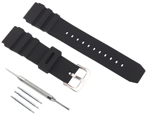 FACLE Ersatz-Uhrenarmband aus Silikon für Casio MDV106-1A AMW320R AMW320D 200 M WR Outdoor-Sport-Gummi-Uhrenarmband (schwarzes Gummi)