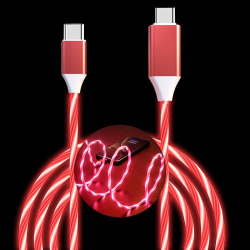 Câble USB C vers USB C 3 A lumineux C vers C, câble LED C vers type C, cordon de charge rapide pour Samsung Galaxy S23, S22, S21, S20 Ultra, i-Phone 15 Pro Max Plus, iPad Mini Pro Air (1 m, rouge)
