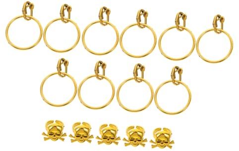 MOLUCKFU 1satz Piraten Ohrringe Und Ringe Vintage Halloween Zubehör Für Kostümpartys Teiliges Mit Goldenen Ohrringen Und -ringen Für Karneval Und Cosplay