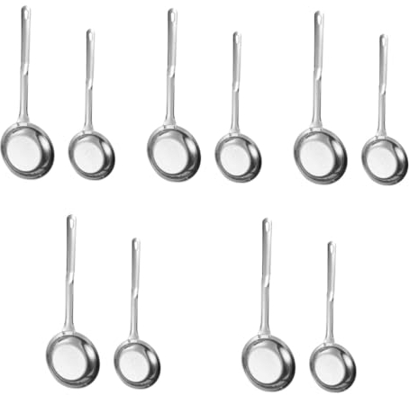 PRETYZOOM 10piezas Cuchara Inoxidable Filtro De Colador Mango Para Eliminar Impurezas y Para Freír y Cocinar