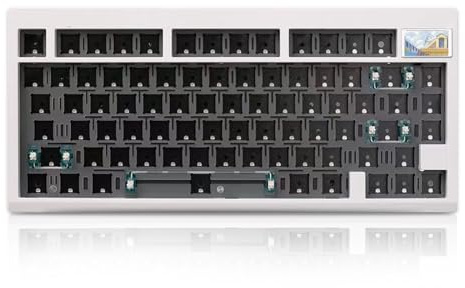 ZMX GMK81 Barebones Keyboard with Screen,75% VIA Programmable Hot Swappable PCB Gasket Mounted Wireless Mechanical Keyboard Kit Tri-Mode BT5.0/2.4G/USB-C Wired Custom RGB Gaming DIY Kit