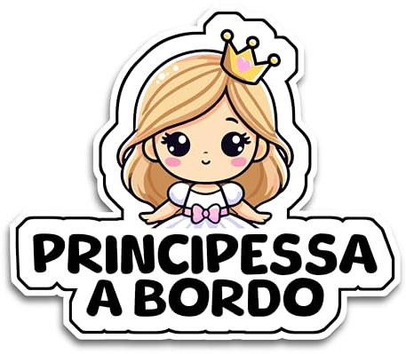 Bimbo a Bordo per Auto, Principessa a Bordo 16.5 x 14 cm, Baby on Board Adesivo Auto, Adesivo Bimbo a Bordo per Auto Resistente agli UV e Impermeabile, Diamond Sticker