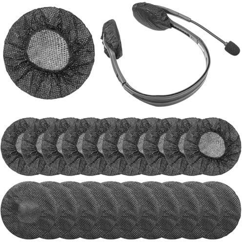 WeddHuis Fundas para Almohadillas Auriculares Desechables 100 Piezas Cubierta de Auriculares para 10 a 12cm Auriculares Cubierta Sanitarios Elásticas Tela Fundas de Cascos Almohadillas (Negro)