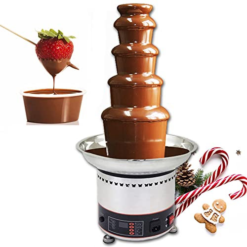Chocolate Fountain, 4KG Chocolate Fondue Fountain, 5-Tier Stainless Steel Chocolate Fountain Machine - Melting Chocolate Perfect for Nacho Cheese, BBQ Sauce, Ranch, Liqueurs