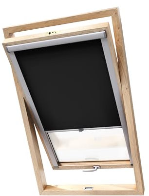 Stylo Verdunkelungsrollo für Dachfenster – für FAKRO-Fenster - 100% Verdunkelung - Aluminium für FAKRO-Fenster – Thermoisolierung – Mechanismus – Sonnenschutz FAKRO 66/118 Schwarz