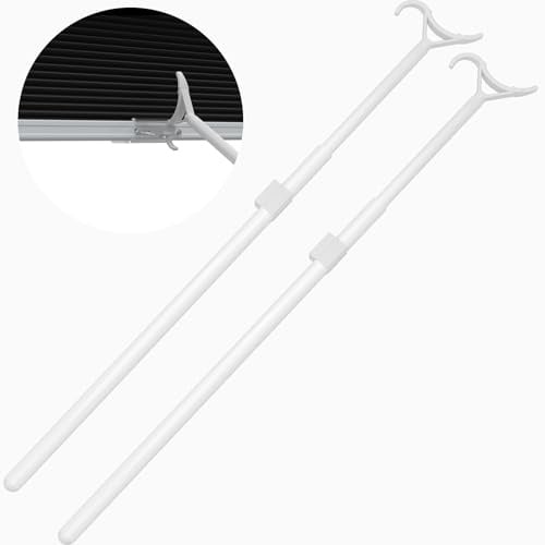 MYshade Draw Rod for Cordless Window Shades & Blinds - Roller, Zebra, Cellular Shades - Aluminum Rod, Easy Pull, 2Pack, White