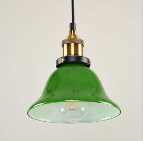 SSNCcNC Ø19cm, Grün Glas Pendellampe Vintage Industrielle Pendelleuchte Amerikanischen Nostalgie Hängeleuchte E27 Hängelampe Wohnzimmer Restaurant Arbeitszimmer Studie Bar Hotel
