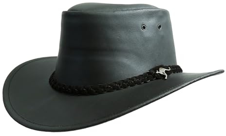 Outbacker Australischer Cowboy Lederhut für Kinder, Größe 53-54 cm