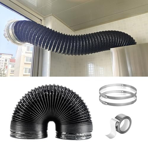 Tuyau Evacuation Seche Linge Tuyau D'évacuation de Sèche-linge Flexible Court et Long avec Collier de Serrage Ou Ruban Adhésif, Kit de Ventilation de Tuyau de Sèche-linge à Hotte de Cuisinière, Condui