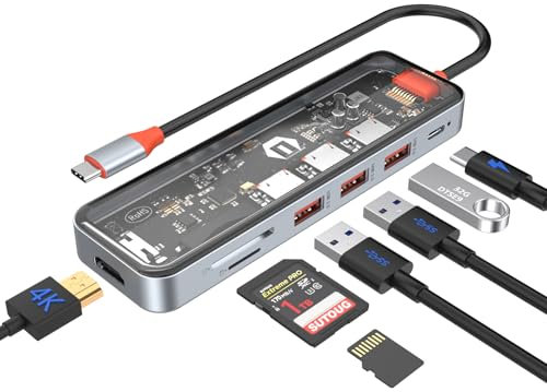 USB C Hub, 7 in 1 USB C to HDMI Adapter with HDMI 4K, PD 100W, 3 USB -a Ports, TF/SD Card Reader, USB C Docking Station for MacBook Air/Pro and Multiple Type C Devices