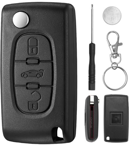 CE0536 3 Buttons Key Fob Replacements for Citroen Peugeot Partner Citroen Dispatch Key Toyota Proace Van Key Shell VA2 Blade 2015 Berlingo Key Fob Key Shell Remote Car Key Fob Case with 1620 Battery
