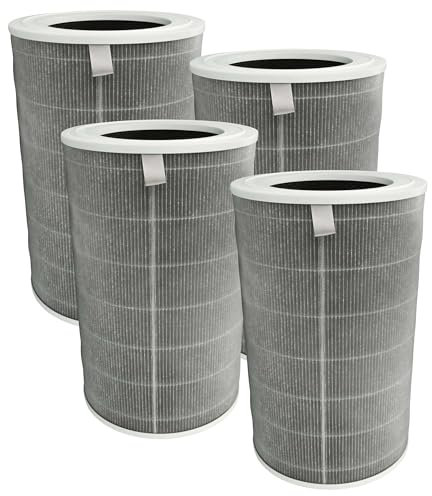 vhbw 4x filtro ai carboni attivi compatibile con Xiaomi Smart Air Purifier 4 Pro purificatore d'aria - Filtro dell'aria H12 grigio/bianco