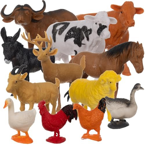 KRUZZEL Bauernhoftiere Set 12 landwirtschaftliche Tierfiguren Realistische Scheunentiere Farm World Lernspielzeug für Kinder ab 3 Jahren 24854