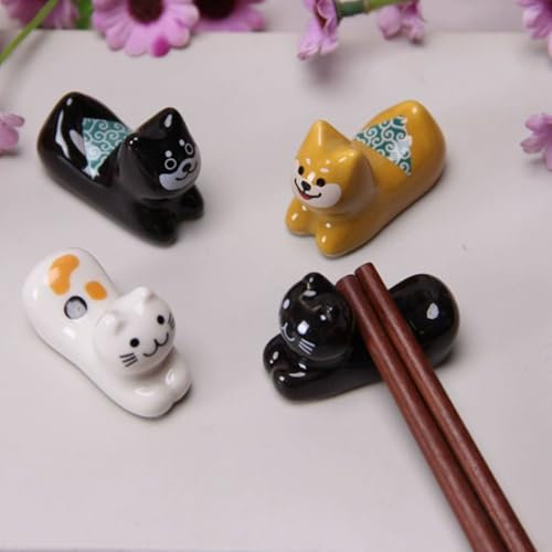 Serenitison 4 Pcs Japanese Style Chopstick Rest,Ceramic Chopsticks Rest,Cutlery Rest,Spoon Fork Stand For Home,Pen Holder,gardening Potted Plant Decoration,for Dining Table,hotel,party,birthday
