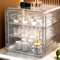 Yagosodee Cup Storage Cabinet Desktop Coffee Mug Cabinet Organizer With Magnetic Door,Cup Holder Display Cabinets,2 Tier Countertop Cabinet Self-assembly for Kitchen Tea Coffee Bar Transparent