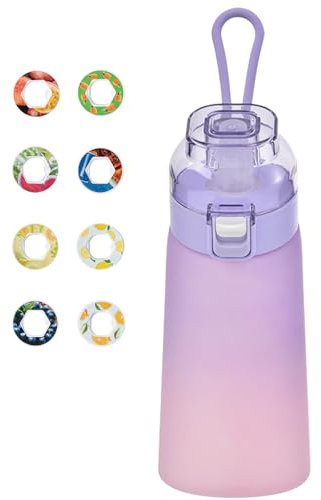 Air Gourde Up 500ML, Bouteille Air Gourde Up Gourde Sport Paille avec 8 Pods de Gout Gourde Aromatisée Air Gourde Up Tritan Water Bottle Fitness (Violet givré)