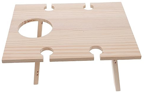 ibasenice Klappbarer Tragbarer Holz-weintisch Faltbarer Outdoor-picknicktisch Für Rotwein Stabiler Strand Campingtisch Mit Flaschen Glashalter Langlebig Und Kompakt