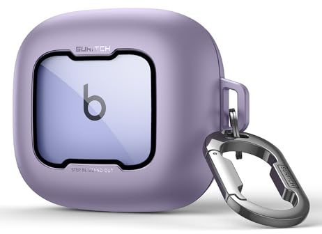 SURITCH Custodia per Beats Powerbeats Pro 2, custodia con chiusura magnetica per Beats Powerbeats Pro 2 2025, cover protettiva antiurto con moschettone, portachiavi e kit di pulizia, viola