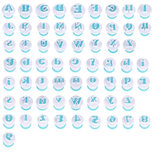 Lot de 62 emporte-pièces en forme de lettres de l'alphabet et chiffres pour fondant, accessoires de pâtisserie, emporte-pièces lettres pour anniversaire, mariage, Noël, gâteau