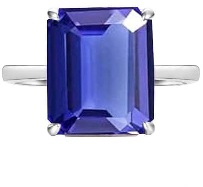 Anello con tanzanite taglio smeraldo, anello in argento sterling 925 per donna, regalo per lei, anello con pietra preziosa tanzanite, anello con pietra portafortuna di dicembre (oro rosa), taglia 9