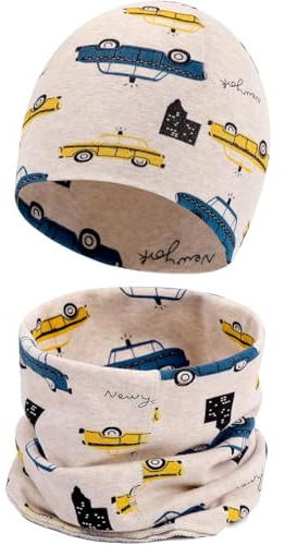 MAKFORT Loop Kinder Mit Beanie Mütze Kinder Baumwoll Schals Baby Schals Winter Loop Schal Junge Und Mädchen