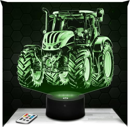 Lampephoto.fr - Lampe Traktor Landwirtschaft 3D Touch Nachtlicht Landwirt | Made in France, Sockel wählbar, dimmbar, Batterie/USB, HD-Lasergravur, Geschenk für Landwirte