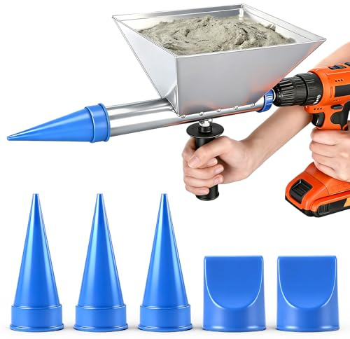 Lanties Electric Mortar Caulking Gun, Portable Cement Grouting Machine, Reusable Mortar Pointing Gun with 5 Nozzles for Walls, Bricks, Floors (Not Include Electric Drill)