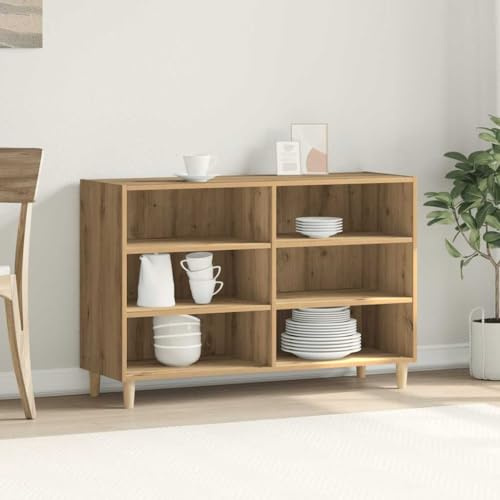 Teenpull Sideboard Artisan-Eiche 103,5x35x70 cm, Holzwerkstoff, skandinavisches Design, 6 Fächer, Stauraum für Wohnzimmer, Flur, Büro, langlebiges Schrankmöbel
