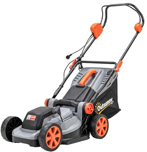 Outsunny Tosaerba elettrico 1200W 34cm larghezza taglio sacco 35L