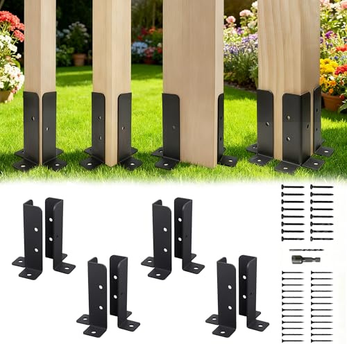 DXIA 8pcs Supports De Poteaux De Terrasse Réglables, Supports De Poteau De Clôture, Kit Base Pergola Bois Robustes Avec Vis, Pour Clôtures, Porches, Boîtes Aux Lettres, Pieds De Table